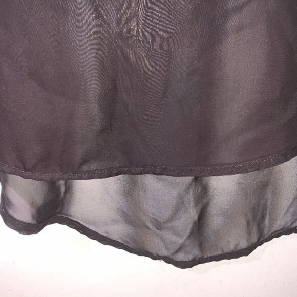 Black Sleeveless Sheer Top With Beaded Design On Front - Size S - Picture 3 of 7